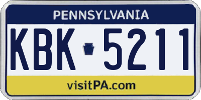 PA license plate KBK5211