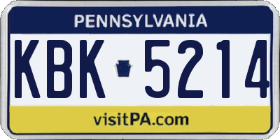 PA license plate KBK5214