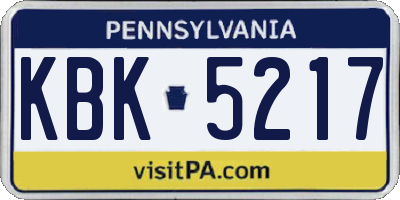 PA license plate KBK5217