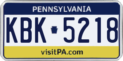 PA license plate KBK5218