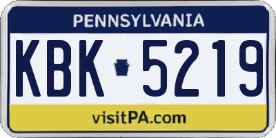 PA license plate KBK5219