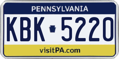 PA license plate KBK5220