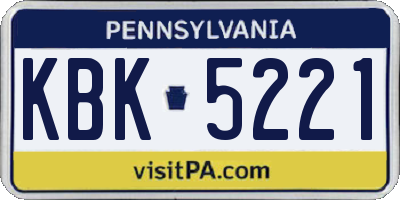 PA license plate KBK5221