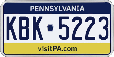 PA license plate KBK5223