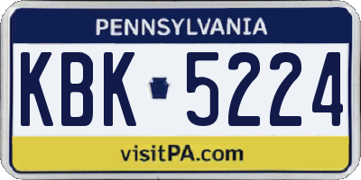 PA license plate KBK5224
