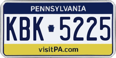 PA license plate KBK5225