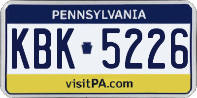 PA license plate KBK5226