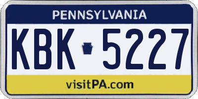 PA license plate KBK5227