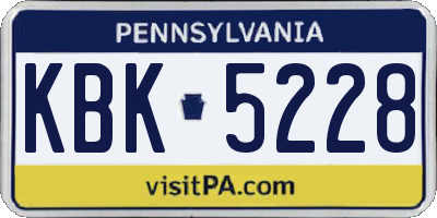 PA license plate KBK5228