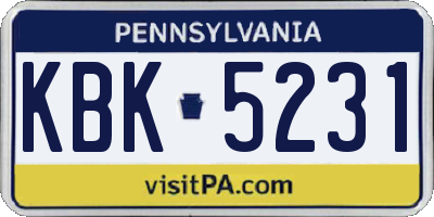 PA license plate KBK5231