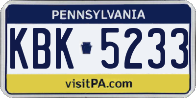 PA license plate KBK5233