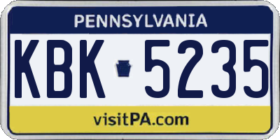 PA license plate KBK5235