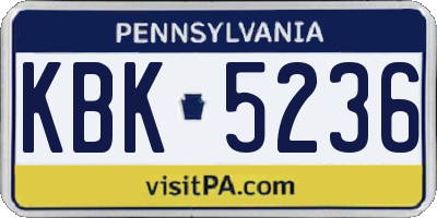 PA license plate KBK5236