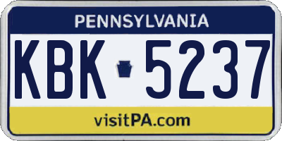 PA license plate KBK5237