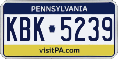PA license plate KBK5239
