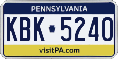PA license plate KBK5240