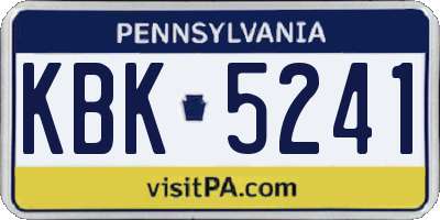PA license plate KBK5241