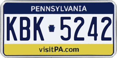 PA license plate KBK5242