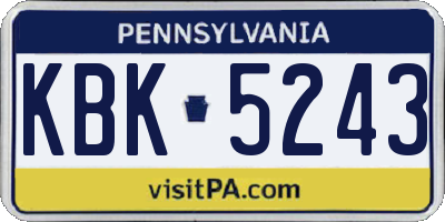 PA license plate KBK5243