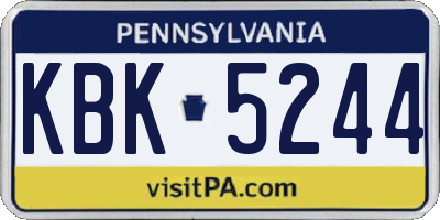 PA license plate KBK5244