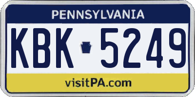 PA license plate KBK5249