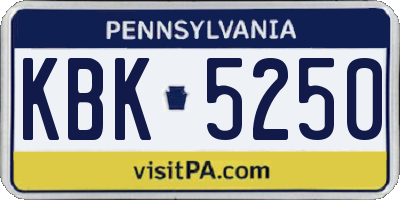 PA license plate KBK5250