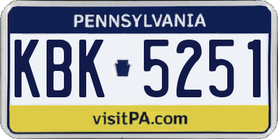 PA license plate KBK5251