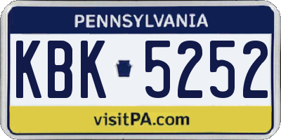 PA license plate KBK5252