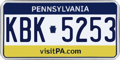 PA license plate KBK5253