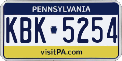 PA license plate KBK5254