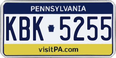 PA license plate KBK5255