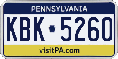 PA license plate KBK5260
