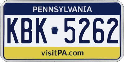 PA license plate KBK5262