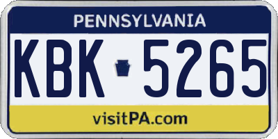 PA license plate KBK5265