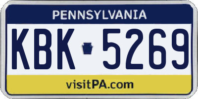 PA license plate KBK5269