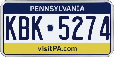 PA license plate KBK5274