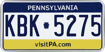 PA license plate KBK5275