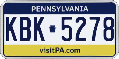 PA license plate KBK5278