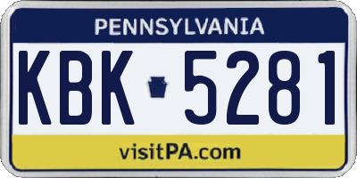 PA license plate KBK5281
