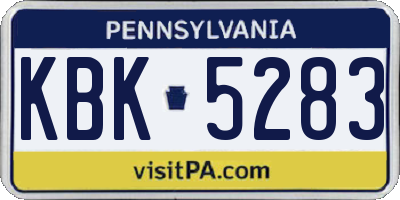 PA license plate KBK5283