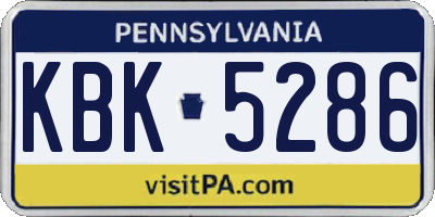 PA license plate KBK5286