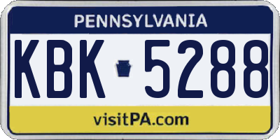 PA license plate KBK5288