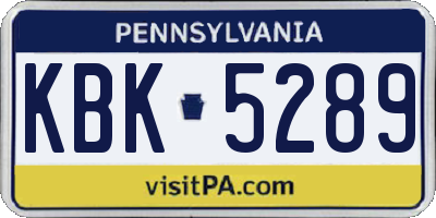 PA license plate KBK5289