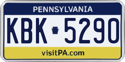 PA license plate KBK5290
