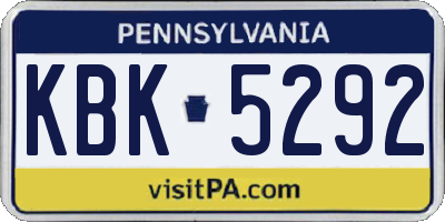 PA license plate KBK5292