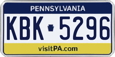 PA license plate KBK5296