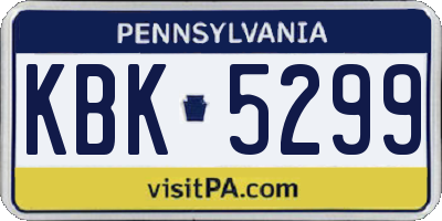 PA license plate KBK5299
