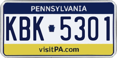 PA license plate KBK5301
