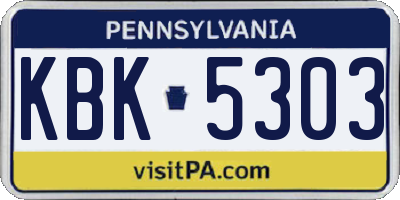 PA license plate KBK5303