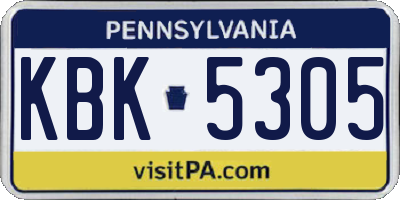 PA license plate KBK5305